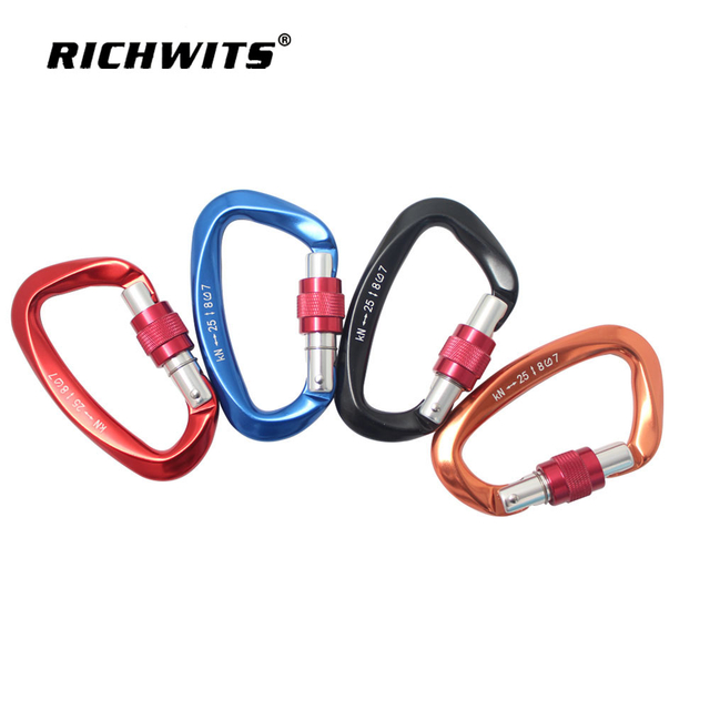 Cerradura de yoga con gancho de mosquetón automático tipo D de aluminio de aviación
