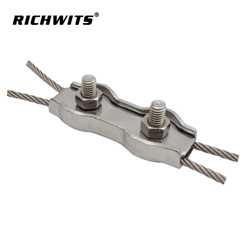 Abrazaderas de cable dúplex de acero inoxidable con clips para cuerda