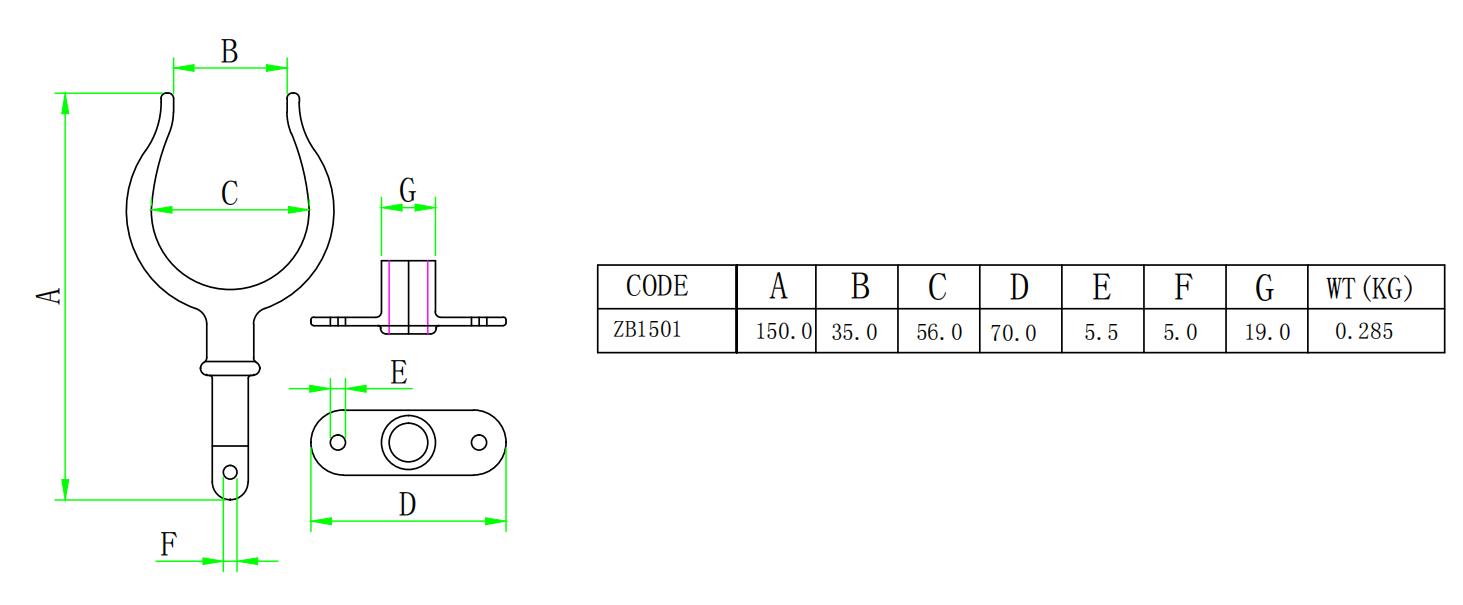 Tama&ntilde;o ZB1501