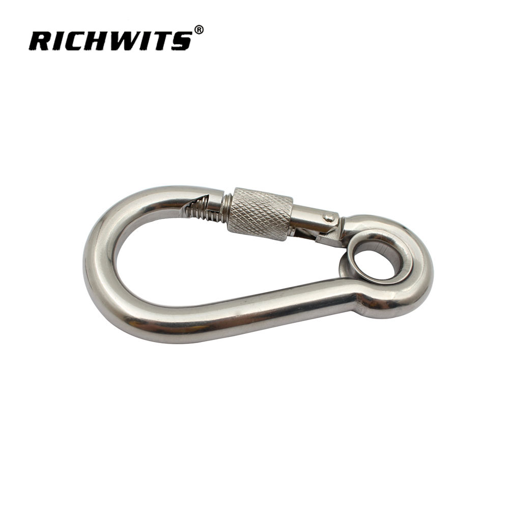 Mosquetón de acero inoxidable con ojal y tuerca Factory 