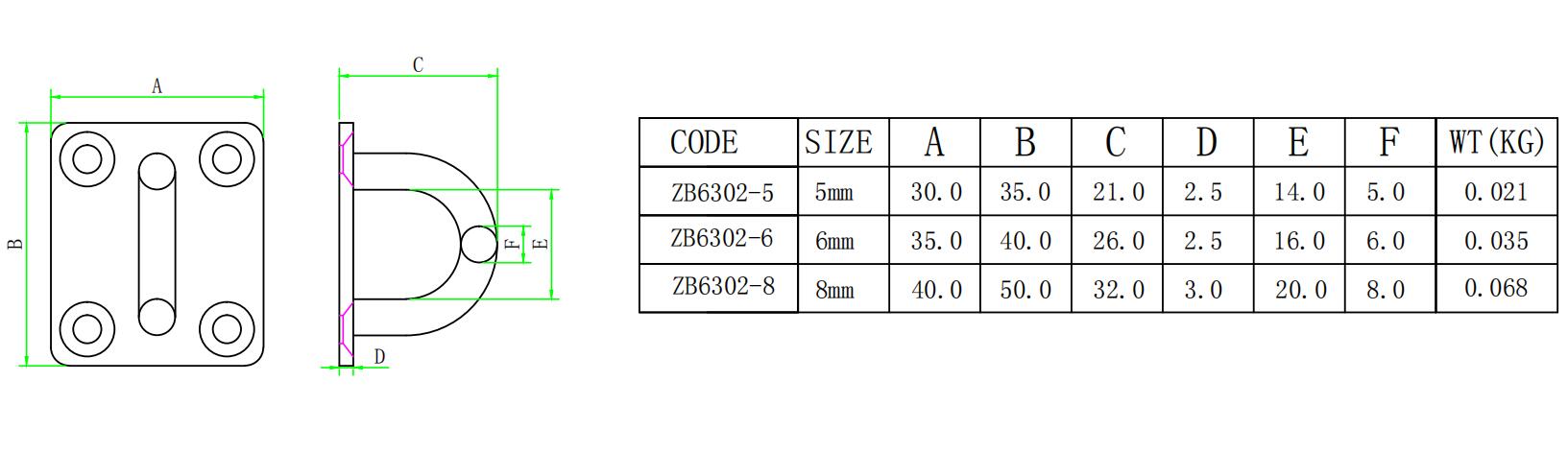 Placa de ojo cuadrada de acero inoxidable 304/316 soldada