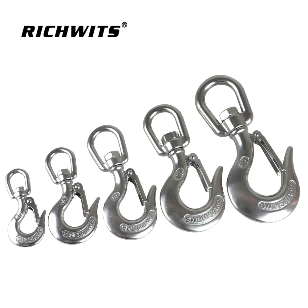 Gancho de cadena de grúa deslizante con ojo giratorio de acero inoxidable 150 kg-1500 kg