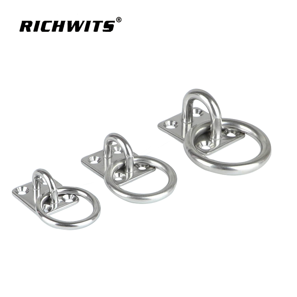  Anillos de Amarre de Acero Inoxidable de Forma Cuadrada Placa de Ojo 4mm-8mm