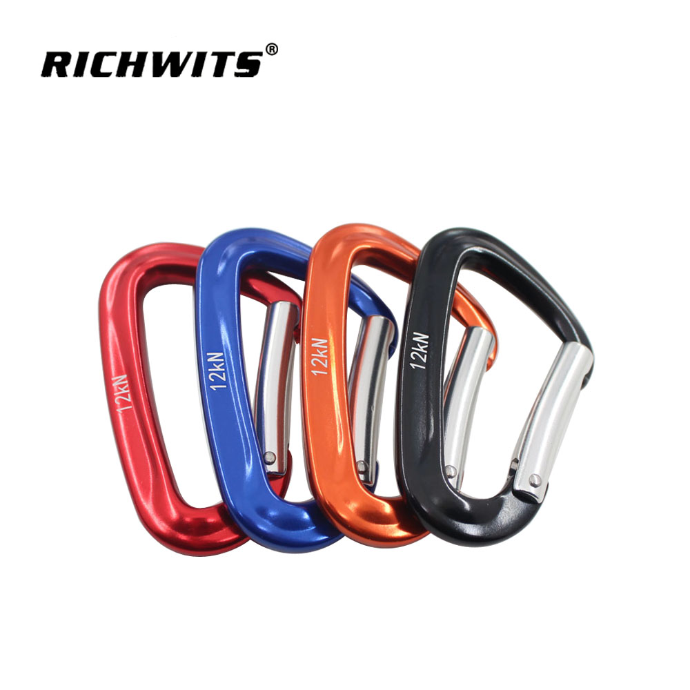 Gancho de mosquetón de roca de aluminio de aviación con cerradura automática 7075D 48*80