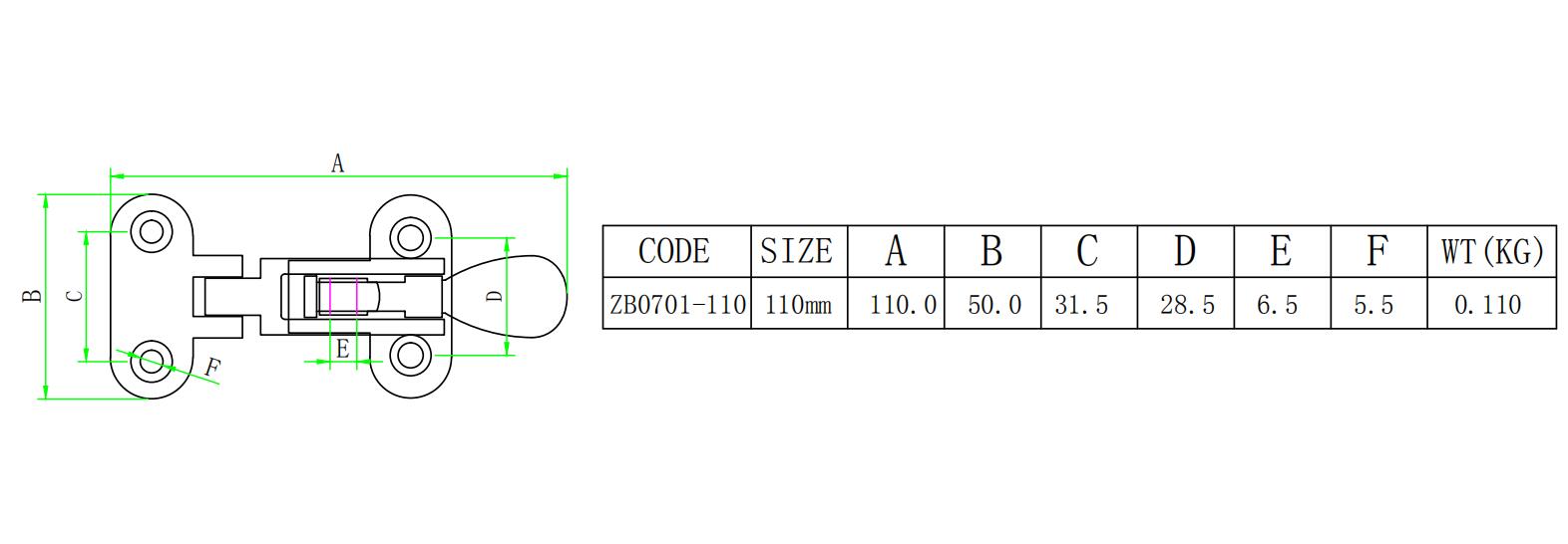 Cerrojo de cubierta de barco de acero inoxidable 316