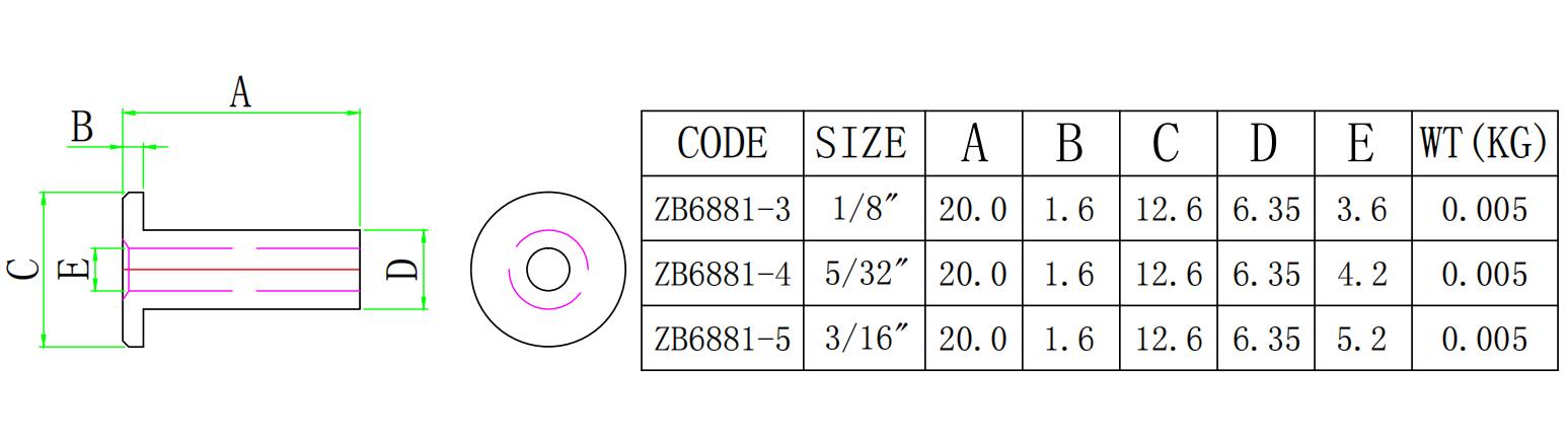 ZB6881 钢丝绳保护套-尺寸简图ZB6881 钢丝绳