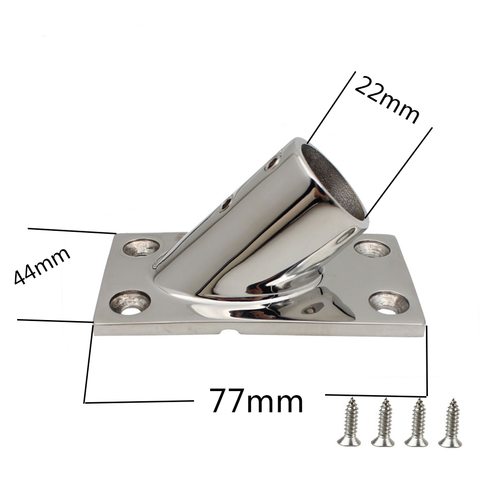  Base de riel rectangular de acero inoxidable de hardware marino de 45 grados 