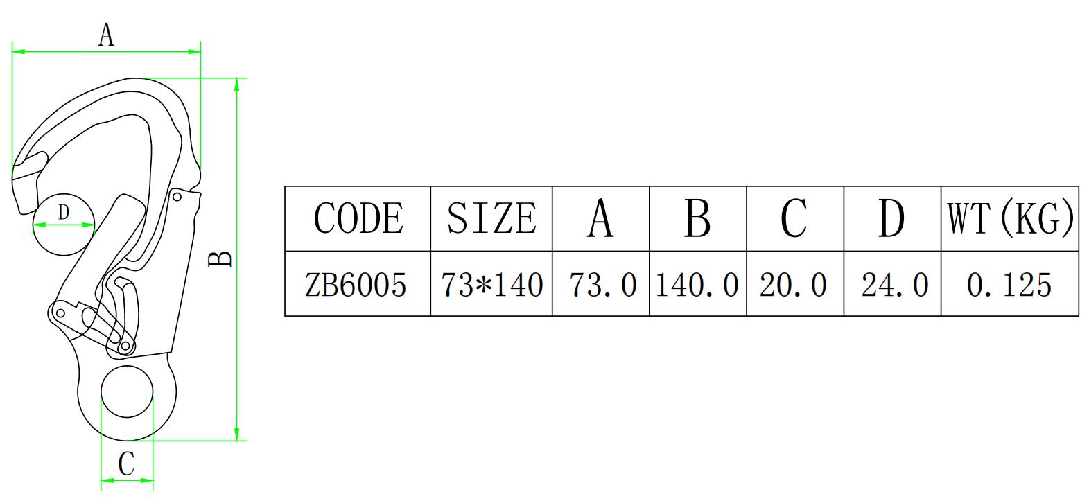 Mosquet&oacute;n de escalada para exteriores de aluminio 7075D