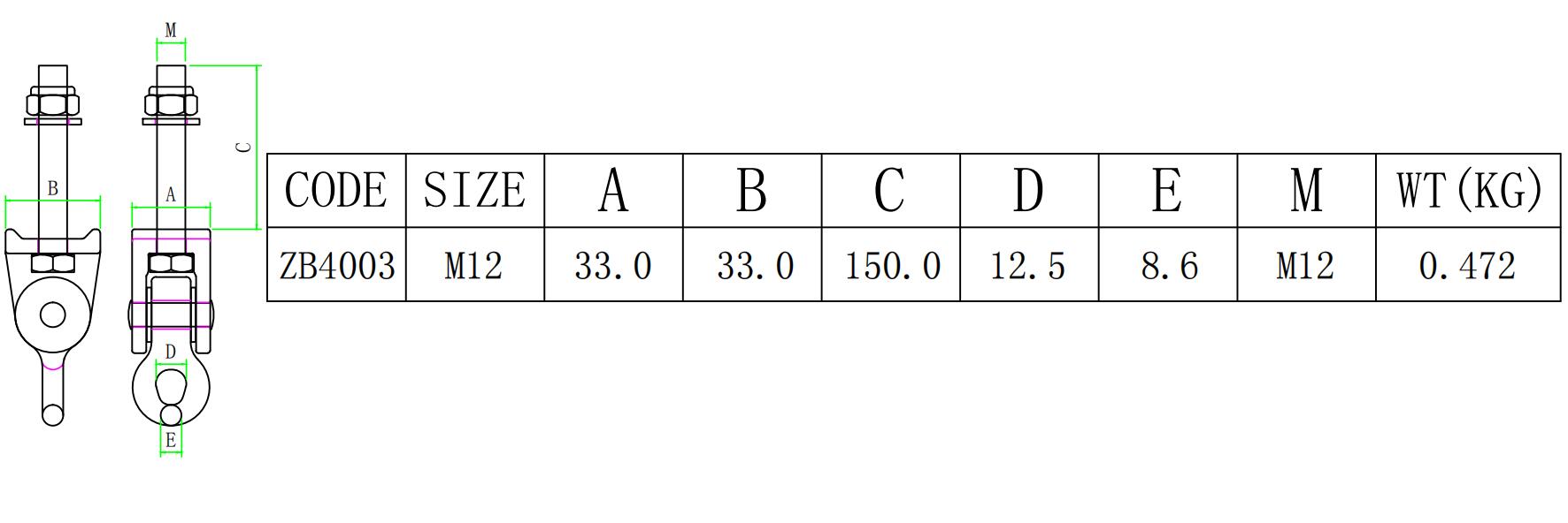 ZB4003 tama&ntilde;o 