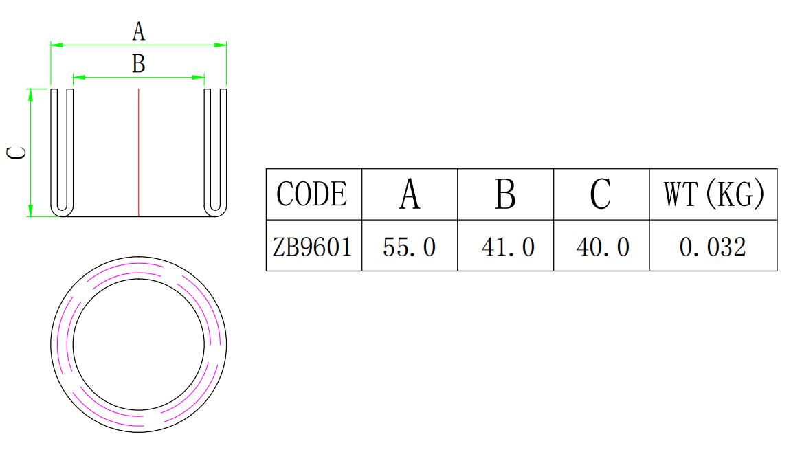 ZB9601 1202鱼竿筒保护套-尺寸图