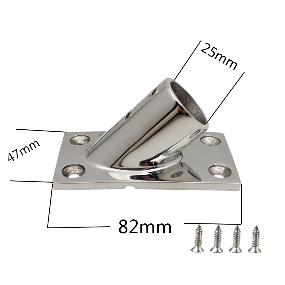  Base de riel rectangular de acero inoxidable de hardware marino de 45 grados 