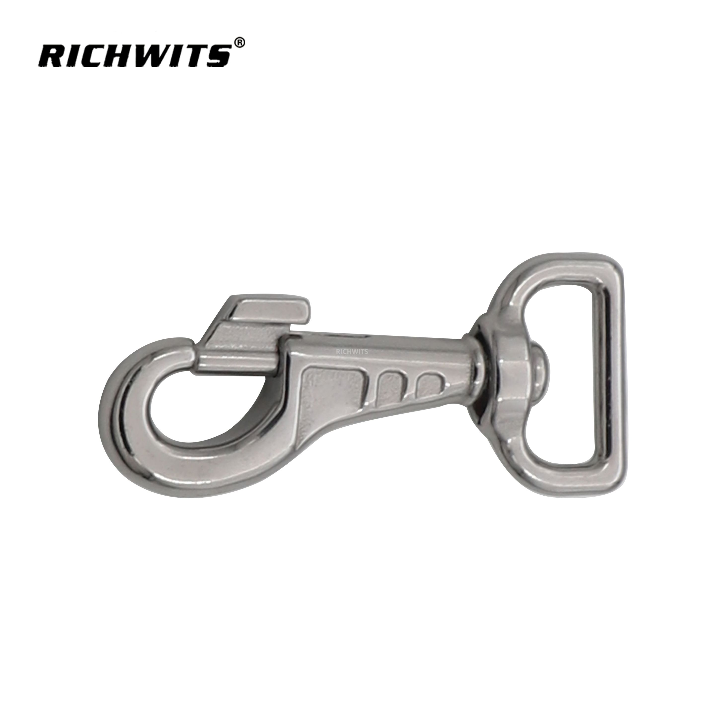 Gancho de presión de anillo cuadrado de acero inoxidable 304 a precio de fábrica, clip de perro giratorio para correa de mascota