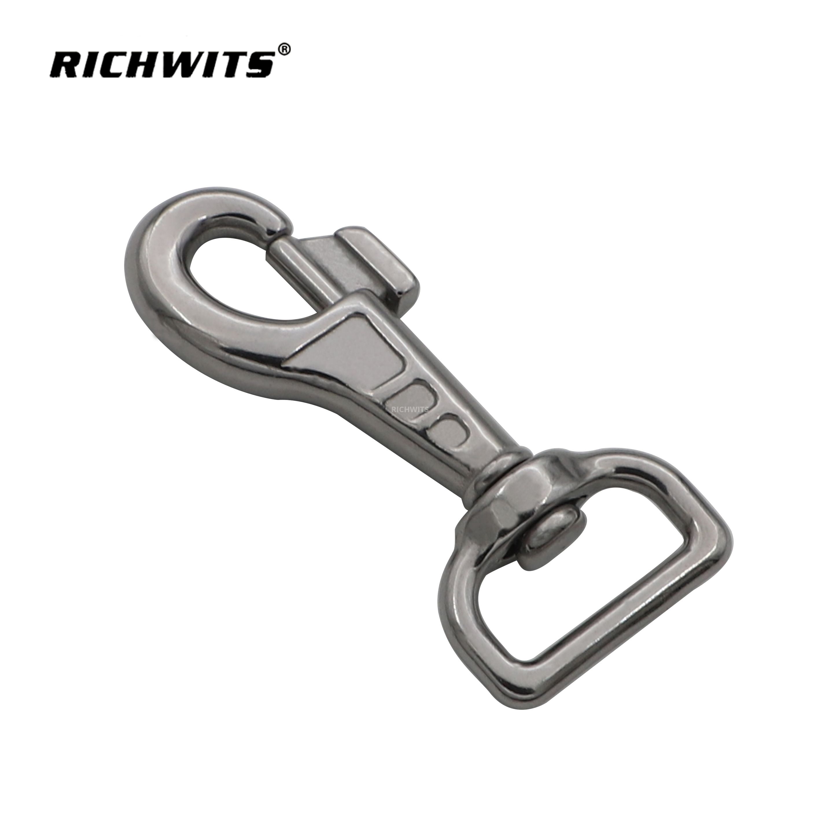 Gancho de presión de anillo cuadrado de acero inoxidable 304 a precio de fábrica, clip de perro giratorio para correa de mascota