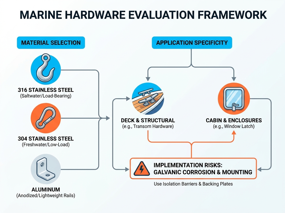 Ganchos y clips de hardware marino