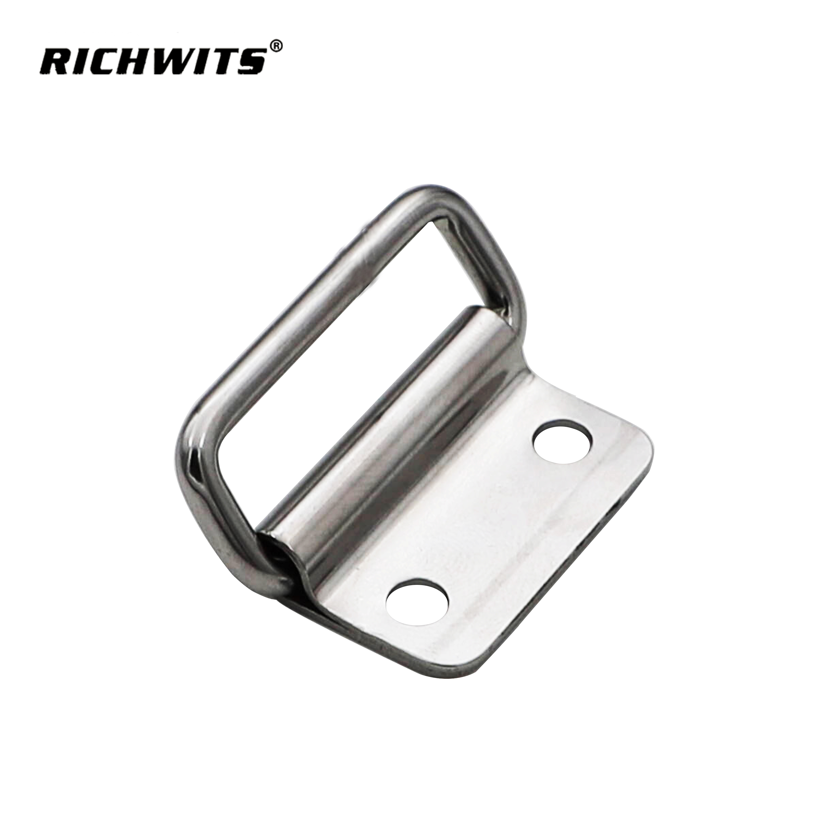 Tirador de gabinete plegable de acero inoxidable 304 de alta resistencia, anillo de elevación de Metal de montaje de doble orificio para hardware marino